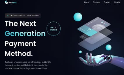 Landing page para uma bank moderna e elegante.